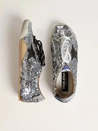 Women's True-Star silver sequins with black star and leather heel tab