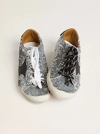 Women's True-Star silver sequins with black star and leather heel tab