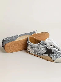 Women's True-Star silver sequins with black star and leather heel tab