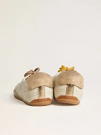 Women's True-Star white nappa leather with gold star and beige suede heel tab