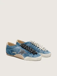 Women's True-Star teal suede with black star and cream heel tab