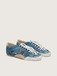 Women's True-Star teal suede with black star and cream heel tab