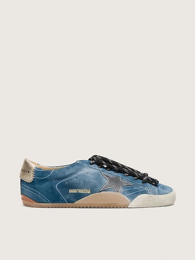 Women's True-Star teal suede with black star and cream heel tab