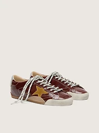 Women's True-Star burgundy naplak with suede star and silver nappa heel tab