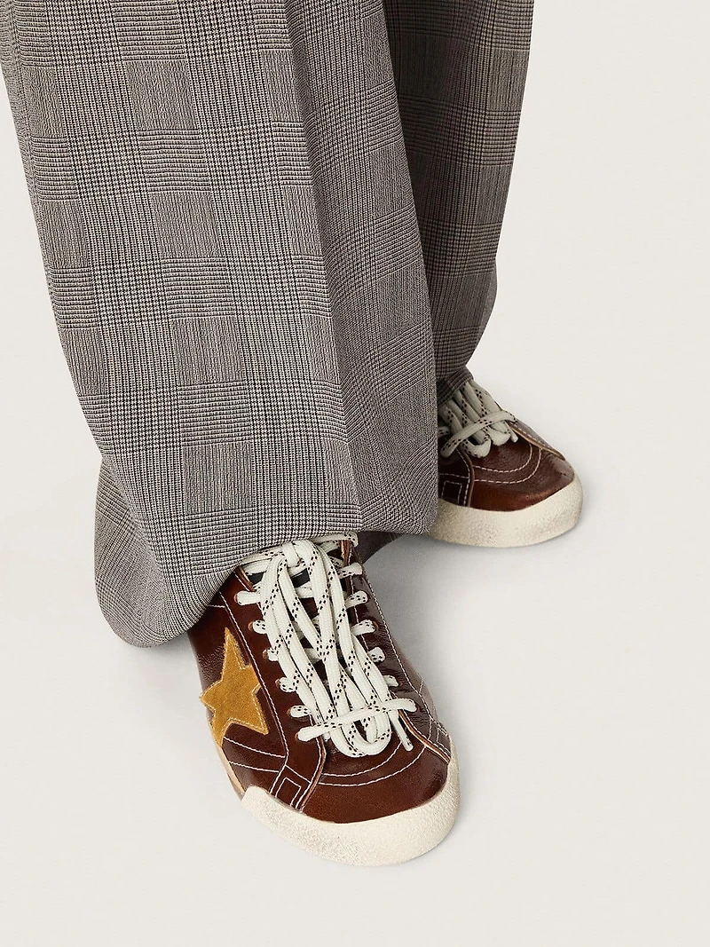 Women's True-Star burgundy naplak with suede star and silver nappa heel tab