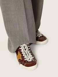 Women's True-Star burgundy naplak with suede star and silver nappa heel tab