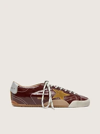Women's True-Star burgundy naplak with suede star and silver nappa heel tab