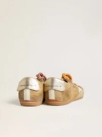Women's True-Star tobacco-colored suede with white star and platinum heel tab