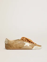 Women's True-Star tobacco-colored suede with white star and platinum heel tab