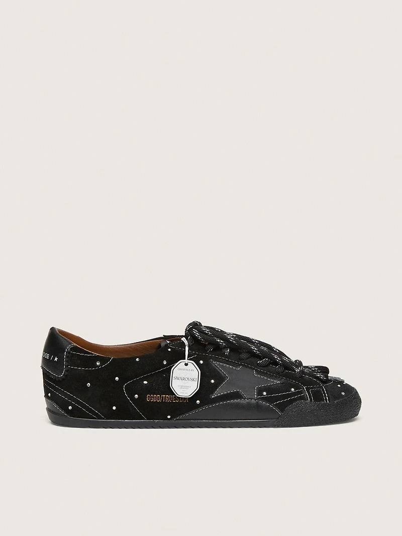Women's True-Star black suede with Swarovski crystals and leather star