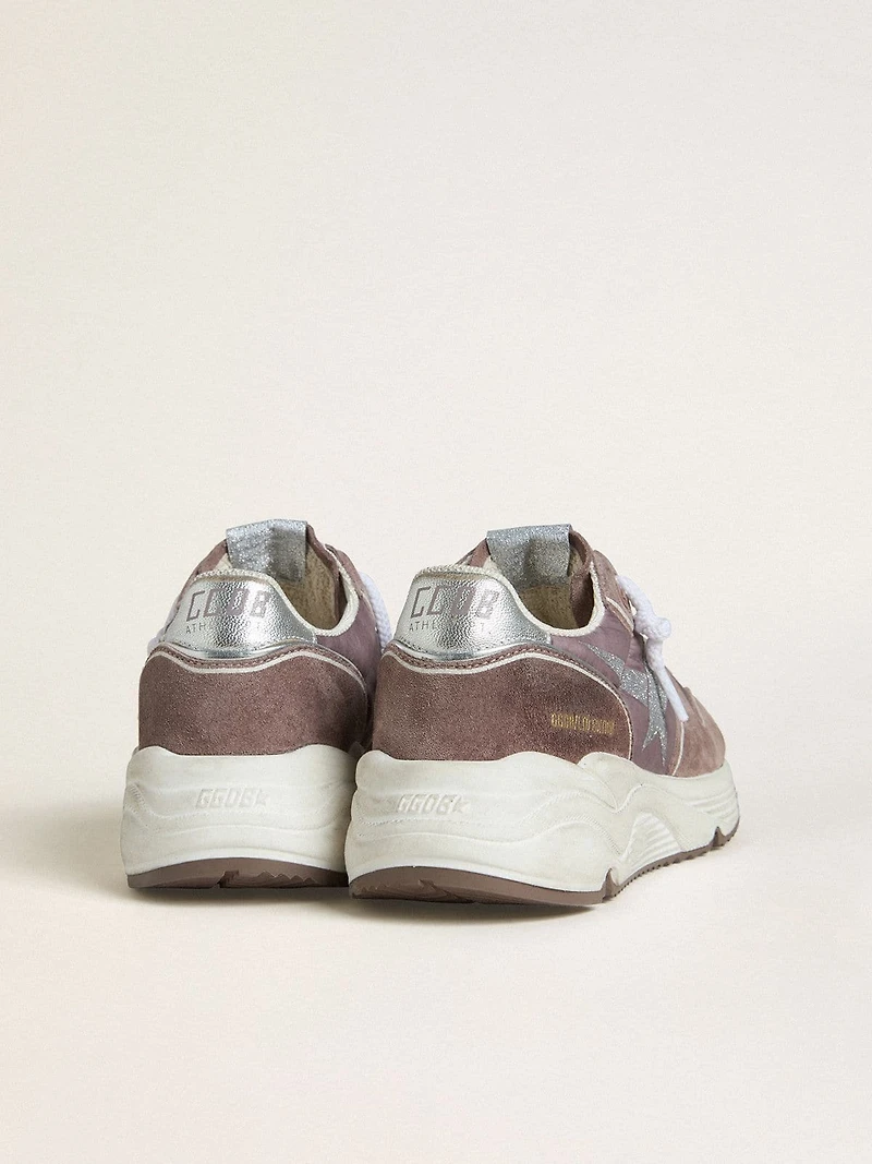 Women's Running Sole LTD lavender nylon and suede with printed star silver leather heel tab