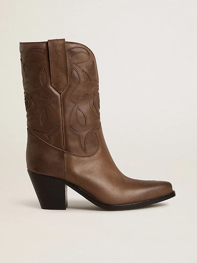 Wish Star boots dove-gray leather with tone-on-tone inlay details