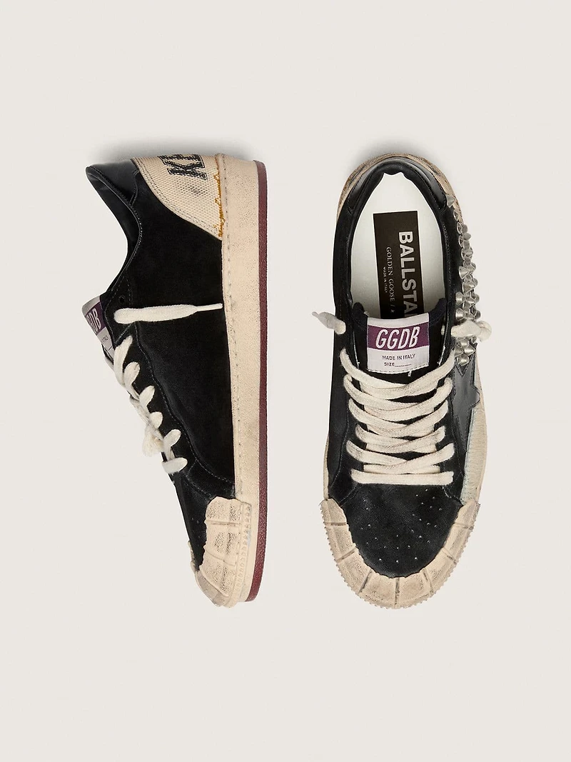 Women's Ball star LAB black suede with studs and glossy leather