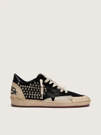 Women's Ball star LAB black suede with studs and glossy leather