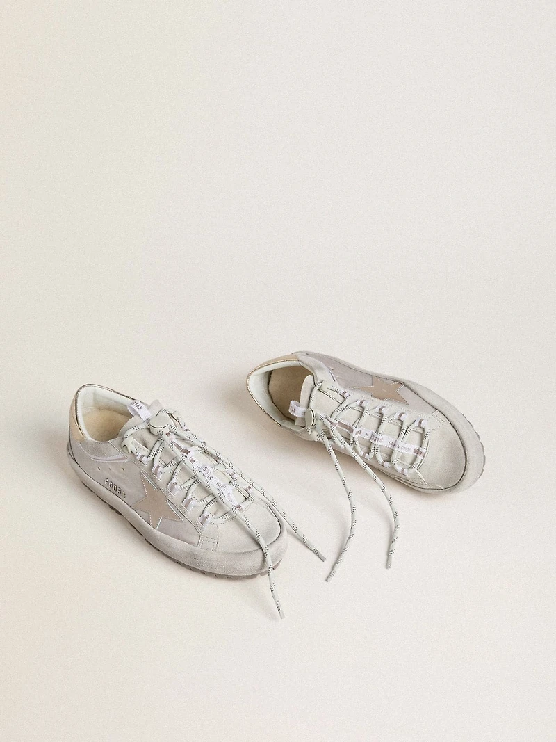 Women's Super-Star Ski light gray nylon with metallic leather star and heel tab