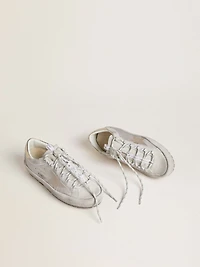 Women's Super-Star Ski light gray nylon with metallic leather star and heel tab