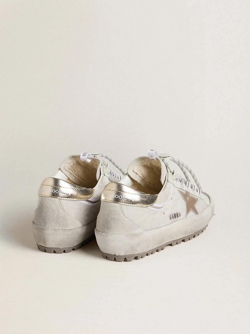 Women's Super-Star Ski light gray nylon with metallic leather star and heel tab