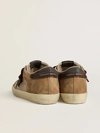 Women's Super-Star beige and brown suede with glitter star