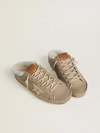 Women's Super-Star Sabots wool with shearling lining and gold metallic star