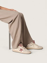 Women's Ball star LTD beige leather with pink mesh and blue heel tab