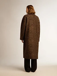 Women's single-breasted cocoon coat wool with jacquard motif