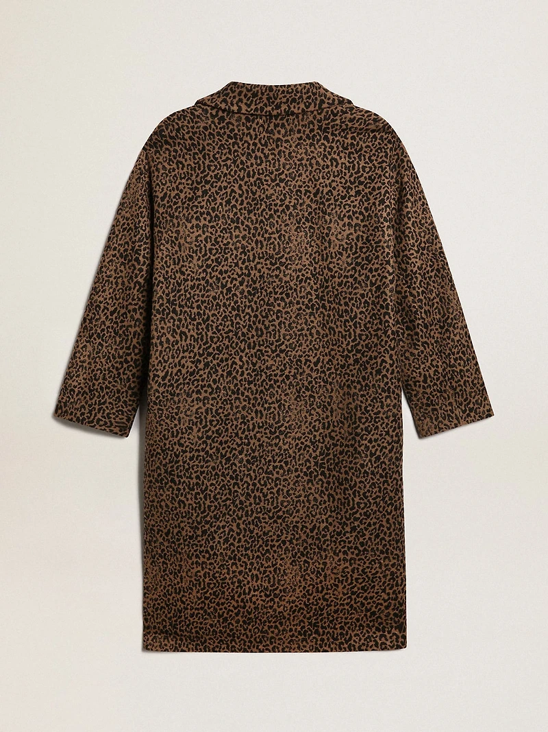 Women's single-breasted cocoon coat wool with jacquard motif