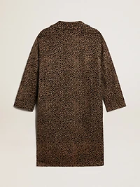 Women's single-breasted cocoon coat wool with jacquard motif
