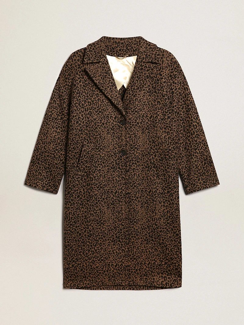 Women's single-breasted cocoon coat wool with jacquard motif