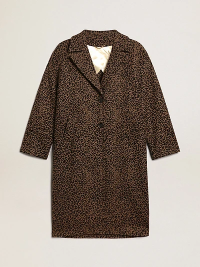 Women's single-breasted cocoon coat wool with jacquard motif