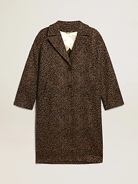 Women's single-breasted cocoon coat wool with jacquard motif