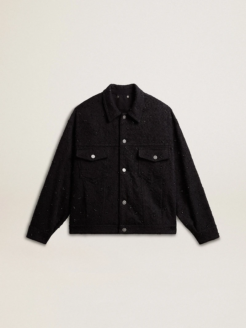 Women’s black denim jacket with embroidery