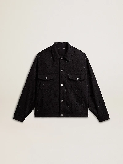 Women’s black denim jacket with embroidery