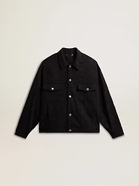 Women’s black denim jacket with embroidery