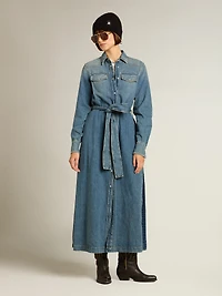 Women's shirt dress denim with belt