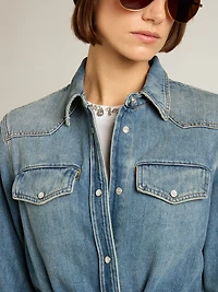 Women's shirt dress denim with belt