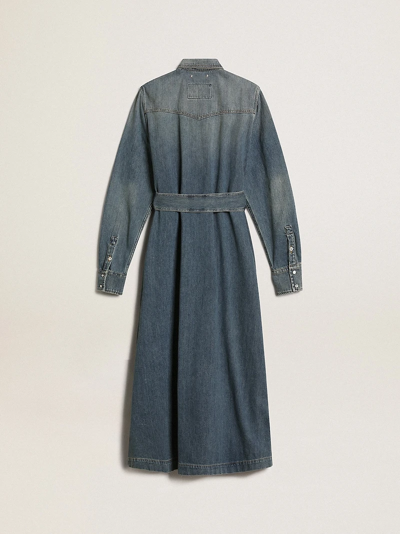 Women's shirt dress denim with belt