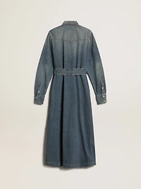 Women's shirt dress denim with belt