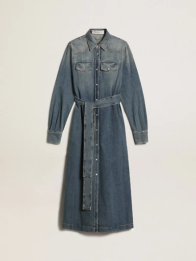 Women's shirt dress denim with belt