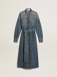 Women's shirt dress denim with belt