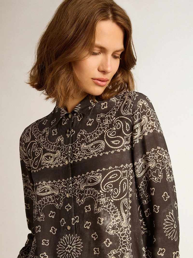 Pajama shirt anthracite gray with paisley print
