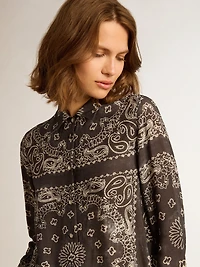 Pajama shirt anthracite gray with paisley print
