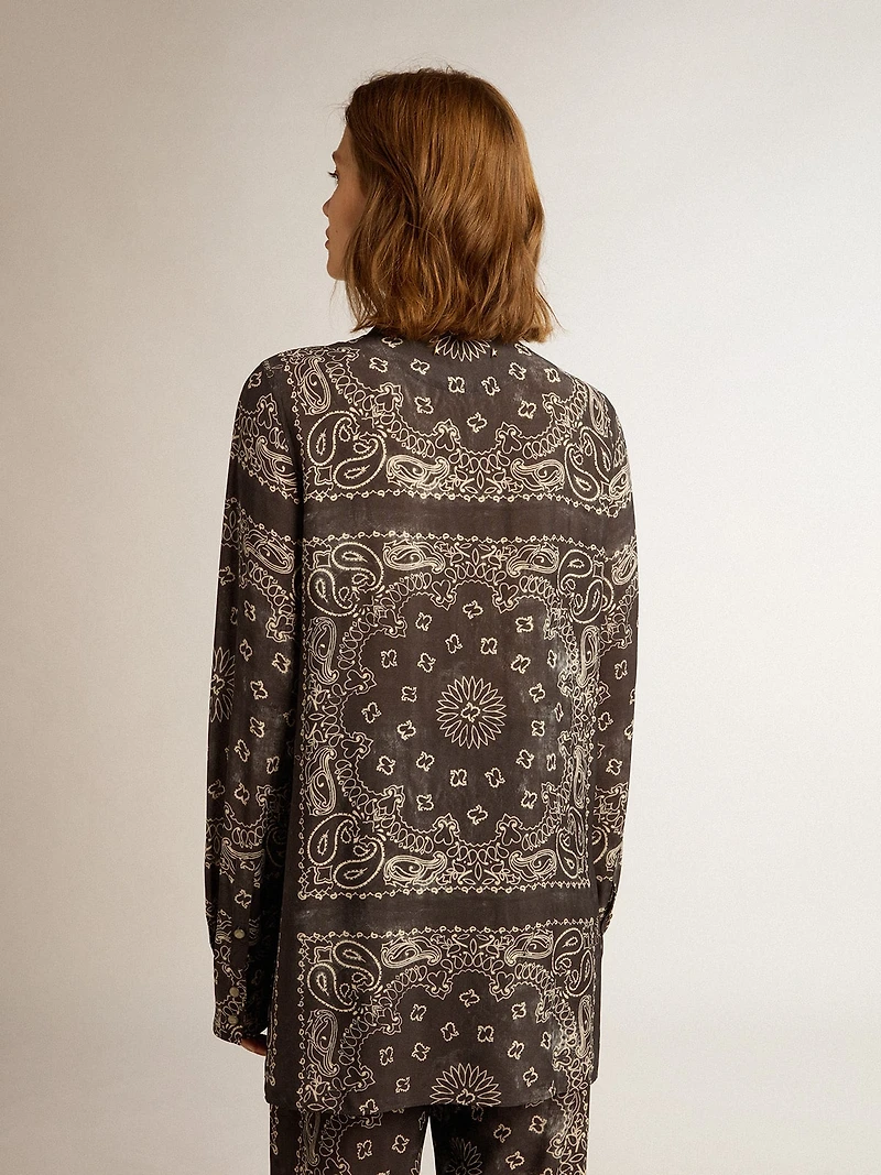 Pajama shirt anthracite gray with paisley print