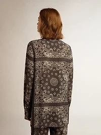 Pajama shirt anthracite gray with paisley print