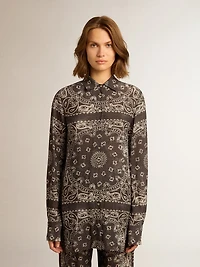 Pajama shirt anthracite gray with paisley print