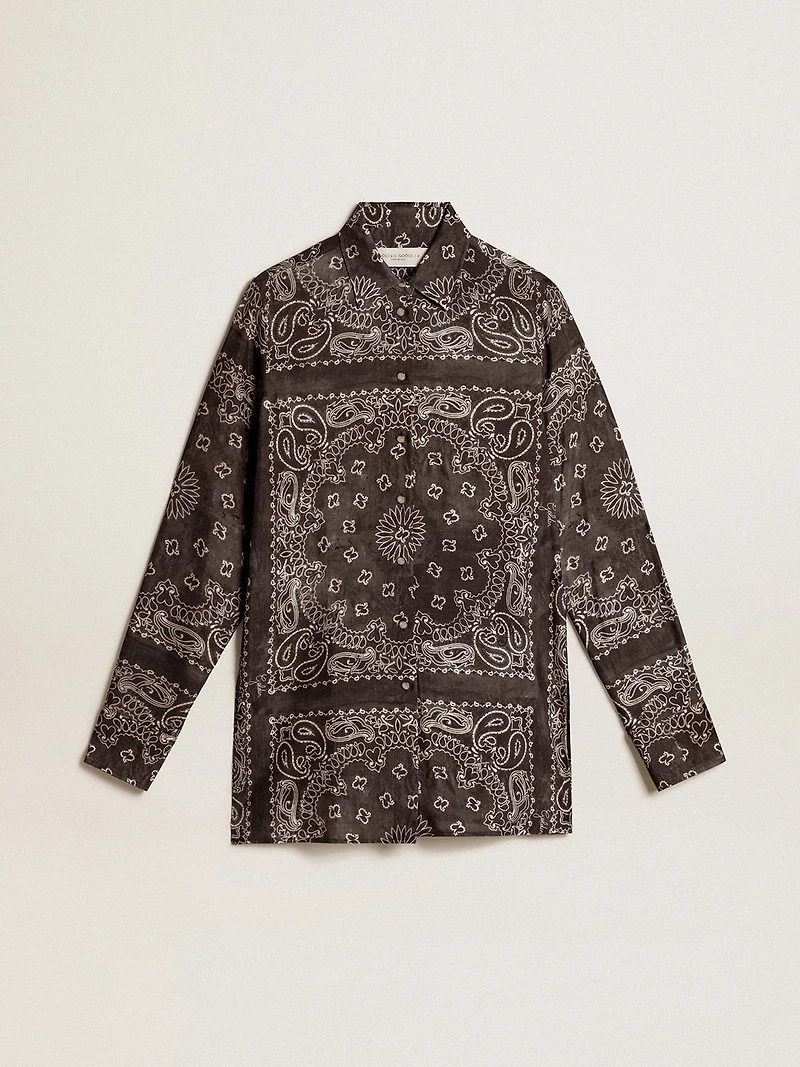 Pajama shirt anthracite gray with paisley print
