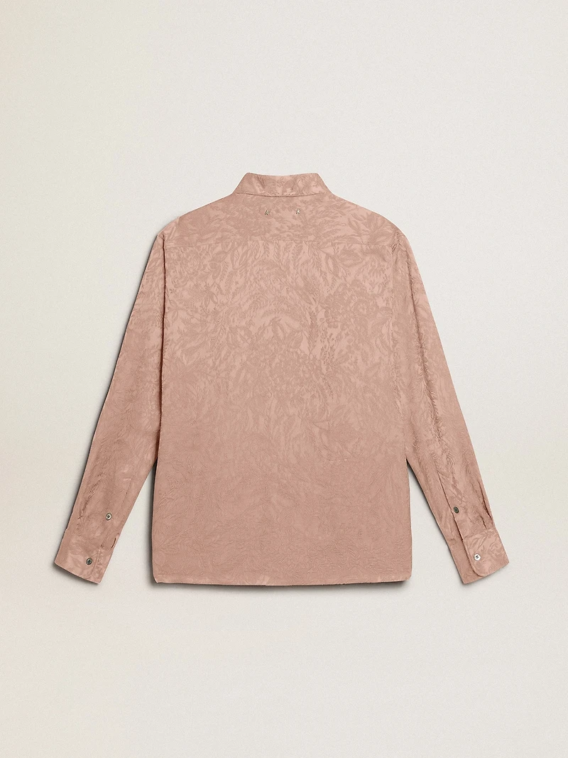 Women's pink viscose shirt with floral pattern