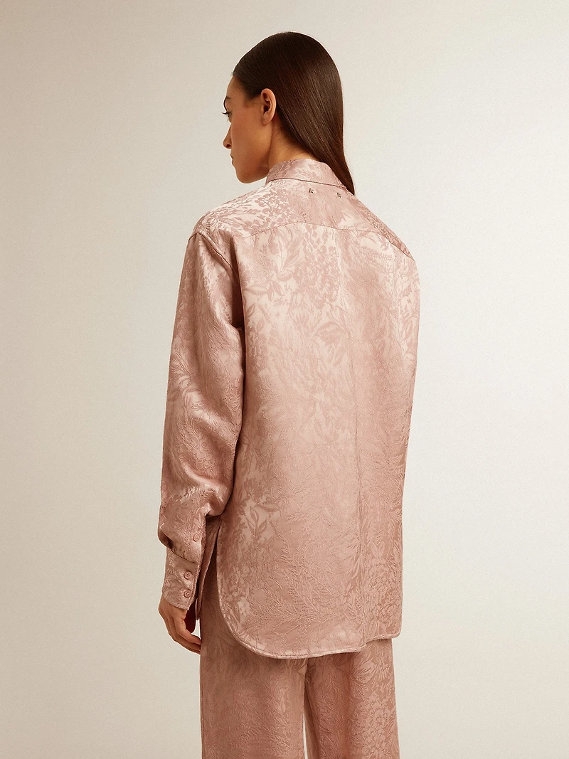 Women's pink viscose shirt with floral pattern
