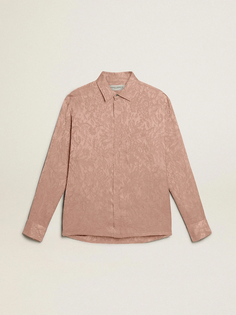 Women's pink viscose shirt with floral pattern