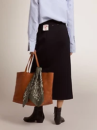 Women's pencil skirt dark blue wool with gold heraldic buttons