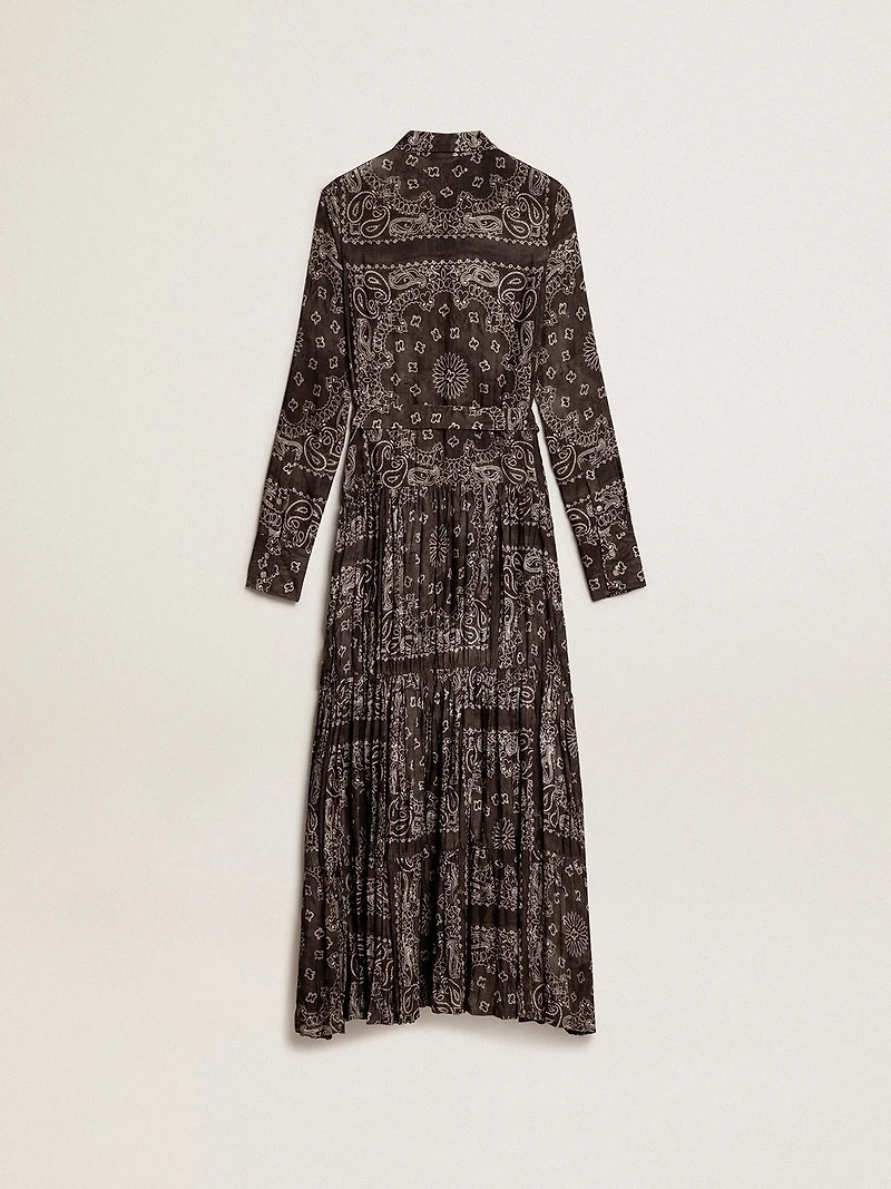 Anthracite-gray shirt dress with paisley print